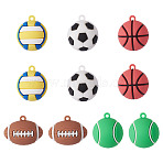 10Pcs 5 Styles PVC Opaque Plastic Pendants, Mixed Shapes, Mixed Color, 31~37x27~27.5x24~27mm, Hole: 2.5~3mm, 2pcs/style(KY-TA0001-53)