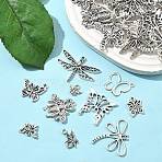 50Pcs 10 Styles Tibetan Style Pendants, Lead Free & Cadmium Free, Insects Charms, Antique Silver, 10.5~25.5x10~35x1~2.5mm, Hole: 1.2~2mm, 5pcs/style(TIBEP-FP0001-15)
