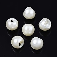 Acrylic Imitation Pearl Charms, Teardrop, Creamy White, 11.5x11.5x11.5mm, Hole: 2mm, about 600pcs/500g(OACR-N134-002A-01)