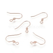 304 Stainless Steel Earring Hooks, Ear Wire, with Horizontal Loop, Rose Gold, 17x18x2.4mm, Hole: 1.8mm, 21 Gauge, Pin: 0.7mm(STAS-H436-04RG)
