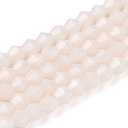 Opaque Solid Color Imitation Jade Glass Beads Strands, Faceted, Bicone, Antique White, 2.9~3.3x3mm, Hole: 0.7mm,  about 113~115pcs/strand, 14.04~14.235 inch(36~36.5cm)(EGLA-A039-P2mm-D06)