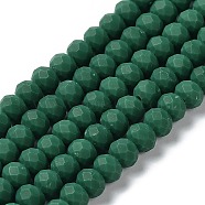 Glass Beads Strands, Faceted, Frosted, Rondelle, Sea Green, 4mm, Hole: 1mm, about 113~115pcs/strand, 41~42cm(EGLA-A034-P4mm-MD09)
