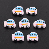 Handmade Polymer Clay Cabochons, Car, Pink, 7.5~9x8~10.5x2mm, about 5500pcs/1000g(CLAY-N006-139)