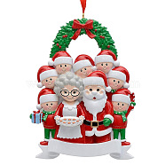 Resin Santa Claus Family Pendant Decorations, for Christmas Tree Hanging Ornaments, Red, 118x90mm(XMAS-PW0006-07)