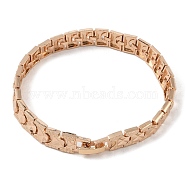 Brass Link Chain Bracelets for Women Men, Light Gold, Hexagon, 7-1/4 inch(18.5cm), Link: 8x8x2mm(BJEW-P324-01E-KCG)