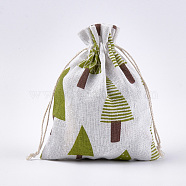 Polycotton(Polyester Cotton) Packing Pouches Drawstring Bags, with Tree Printed, Colorful, 18x13cm(ABAG-T007-02A)
