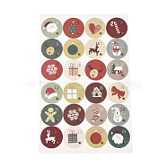 Christmas Theme Round Paper Gift Tag Self-Adhesive Stickers, Number1~24 Countdown Labels, for Gift Packaging, Deer, 31x20x0.02cm, Stickers: 45mm In Diameter, 24pcs/sheet(DIY-K032-82F)