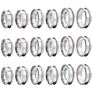 18Pcs 6 Size 304 Stainless Steel Grooved Finger Ring Settings, Ring Core Blank, for Inlay Ring Jewelry Making, Stainless Steel Color, US Size 6 1/2~13(16.9~22.2mm), 3Pcs/size(RJEW-SC0001-05P)
