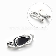 304 Stainless Steel Enamel Magnetic Clasps with Glue-in Ends, Stainless Steel Color, 44x15x10mm, Hole: 5mm(STAS-M196-01)