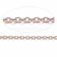3.28 Feet Ion Plating(IP) 304 Stainless Steel Cable Chains, Soldered, Flat Oval, Rose Gold, 1.5x1.3x0.3mm(X-CHS-H007-01RG)