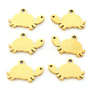 Vacuum Plating 304 Stainless Steel Charms, Laser Cut, Tortoise, Golden, 9.5x15x1mm, Hole: 1.2mm(STAS-N092-30G)