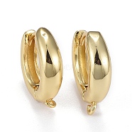 Brass Hoop Earrings, Huggie Hoop Earring Finding, Long-Lasting Plated, with Horizontal Loop, Ring, Real 18K Gold Plated, 16x15x2~4mm, Hole: 1.2mm, Pin: 1mm(X-EJEW-K083-33G)