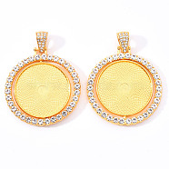 Alloy Pendant Cabochon Settings, with Crystal Rhinestone, Cadmium Free & Lead Free, Double-sided Tray, Flat Round, Golden, Tray: 30mm, 44.5x43x3mm, Hole: 9.5x5mm(X-PALLOY-S107-005G-RS)