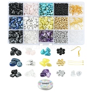 DIY Gemstone Earring Bracelet Making Kit, Including Natural & Synthetic Mixed Stone Chips & Glass Seed Beads, Iron Earring Hooks, Elastic Thread(DIY-YW0006-27)