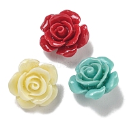 Synthetic Coral Dyed Carved Beads, Flower, Half Hole, Mixed Color, 14.5x9mm, Hole: 1mm(SHEL-I001-05B)