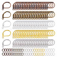 SUPERFINDINGS 200Pcs 5 Color Brass Leverback Earring Findings, with Loops & 200Pcs Iron Jump Rings, Mixed Color, 15x10mm, Hole: 1mm, 40Pcs/color(DIY-FH0006-31)