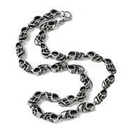 304 Stainless Steel Necklaces, Skull, Antique Silver, 21.65 inch(55cm)(NJEW-C050-02AS)