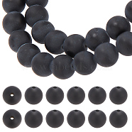 1 Strand Natural Black Obsidian Beads Strands, Frosted, Round, 8mm, Hole: 1.2mm, about 49pcs/strand, 15.4 inch(39.2cm)(G-AR0005-89)