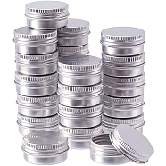 Round Aluminium Tin Cans, Aluminium Jar, Storage Containers for Cosmetic, Candles, Candies, with Screw Top Lid, Platinum, 3.55x1.8cm, Capacity: 10ml, 24pcs/set(CON-BC0004-82)