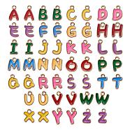 52 Pieces Alphabet Charm Pendant Colorful Alloy Enamel Letter Charm Alphabet A-Z Pendant for Jewelry Necklace Earring Making Crafts, Mixed Color, 10x10mm, Hole: 1.5mm(JX148A)