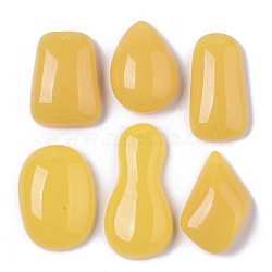 Resin Pendants, Imitation Beeswax, Mixed Shape, Gold, 37~53x23~29x11~14mm, Hole: 1.5~3mm(RESI-S387-009)