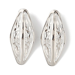 Leaf Brass Stud Earrings for Women, Lead Free & Cadmium Free, Platinum, 56x25.5mm(EJEW-Q389-04P)