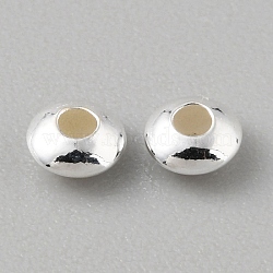925 Sterling Silver Spacer Beads, Rondelle, Silver, 4x2mm, Hole: 1.2mm(STER-WH0015-01B-S)