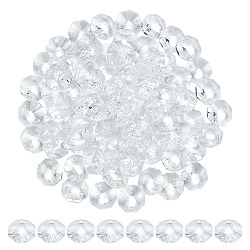 80Pcs Glass Sew on Rhinestones, Faceted, Octagon, Clear, 14x14x7~7.5mm, Hole: 1.5mm(GLAA-ME0001-15C)