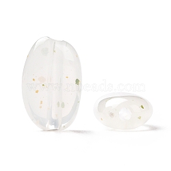 Opaque Acrylic with Point Pattern Beads, Rice, White, 13.4~14.3x9.2x5.3~5.5mm, Hole: 1.8mm(OACR-G010-01D)