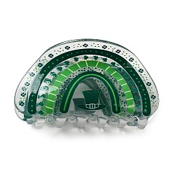 Saint Patrick's Day Acrylic Large Claw Hair Clips, for Women Girls Thick Hair, Green, 44x86.5x46.5mm(PHAR-Z005-01A)