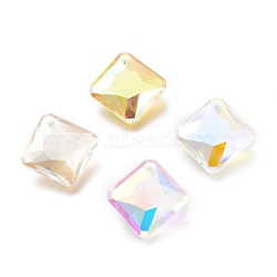 Glass Rhinestone Pendants, Faceted, Square/Rhombus, Mixed Color, 20x20x7.5mm, Hole: 1.6mm(RGLA-A024-I01-M1)