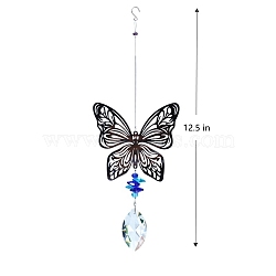 Glass Suncatchers, Stainless Steel Hanging Ornaments Home Garden Decoration, Butterfly, 320mm(PW-WG88327-05)