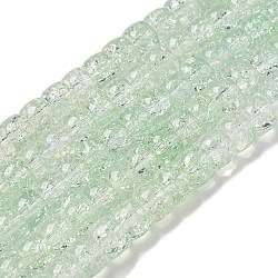 Transparent Spray Painting Crackle Glass Beads Strands, Column, Medium Sea Green, 8x6mm, Hole: 1.2mm, about 65pcs/strand, 15.55''(39.5cm)(GLAA-NH0001-05E)