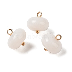 Acrylic Pendants, with Brass Loops, Flat Round, Antique White, 12x12mm, Hole: 1.6mm(MACR-C033-12H)