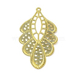 Rack Plating Iron Filigree Big Pendants, Flower Charm, Golden, 78x43x0.6mm, Hole: 2.4mm(IFIN-Q134-02G)