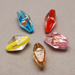 Handmade Silver Foil Glass Beads, Bicone, Mixed Color, 26x12x12mm, Hole: 2mm(X-FOIL-R105-M)