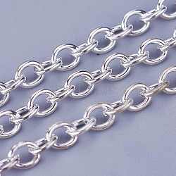 Iron Cable Chains, Unwelded, with Spool, Oval, Silver Color, 6.2x4.5x1.2m, about 164.04 Feet(50m)/roll(CHT030Y-S)
