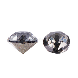 K9 Glass Rhinestone Cabochons, Pointed Back & Back Plated, Faceted, Diamond, Black Diamond, 8x5.5mm(RGLA-G005-8mm-215)