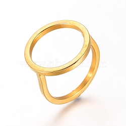 304 Stainless Steel Finger Rings, Ring, Golden, Size 7, 17mm(RJEW-L091-06-G-17mm)