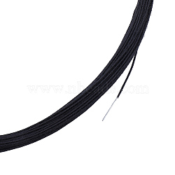 20M Iron Wire with Cotton Coated, Round, Black, 1mm, 18 Gauge, about 65.62 Feet(20m)/Roll(OCOR-WH20008-18A)