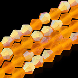 Imitate Austrian Crystal Bicone Frosted Glass Beads Strands, Grade AA, Faceted, Orange, 2x2.5mm, Hole: 0.7mm, about 162~185pcs/strand, 12.76~14.61(32.4cm~37.1)(GLAA-F029-TM2mm-A23)