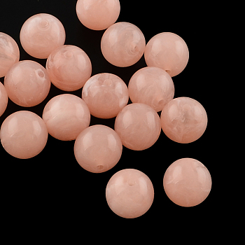 Round Imitation Gemstone Acrylic Beads, Dark Salmon, 12mm, Hole: 2mm