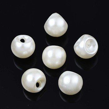 Acrylic Imitation Pearl Charms, Teardrop, Creamy White, 11.5x11.5x11.5mm, Hole: 2mm, about 600pcs/500g