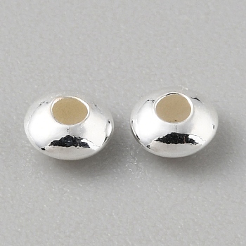 925 Sterling Silver Spacer Beads, Rondelle, Silver, 4x2mm, Hole: 1.2mm