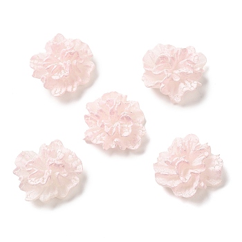 Opaque Resin Cabochons, Flower, Misty Rose, 23x24.5x11mm