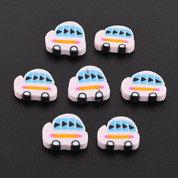 Handmade Polymer Clay Cabochons, Car, Pink, 7.5~9x8~10.5x2mm, about 5500pcs/1000g