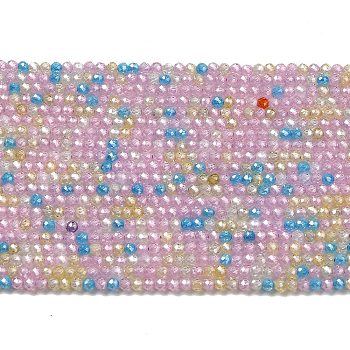 Cubic Zirconia Bead Strands, Faceted Rondelle, Mixed Color, 2mm, Hole: 0.6mm, about 187pcs/strand, 14.76 inch(37.5cm)