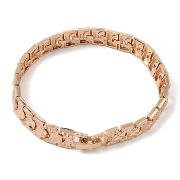Brass Link Chain Bracelets for Women Men, Light Gold, Hexagon, 7-1/4 inch(18.5cm), Link: 8x8x2mm