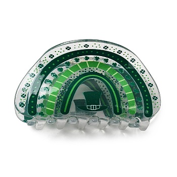 Saint Patrick's Day Acrylic Large Claw Hair Clips, for Women Girls Thick Hair, Green, 44x86.5x46.5mm