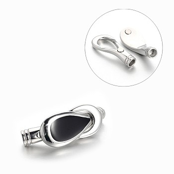304 Stainless Steel Enamel Magnetic Clasps with Glue-in Ends, Stainless Steel Color, 44x15x10mm, Hole: 5mm